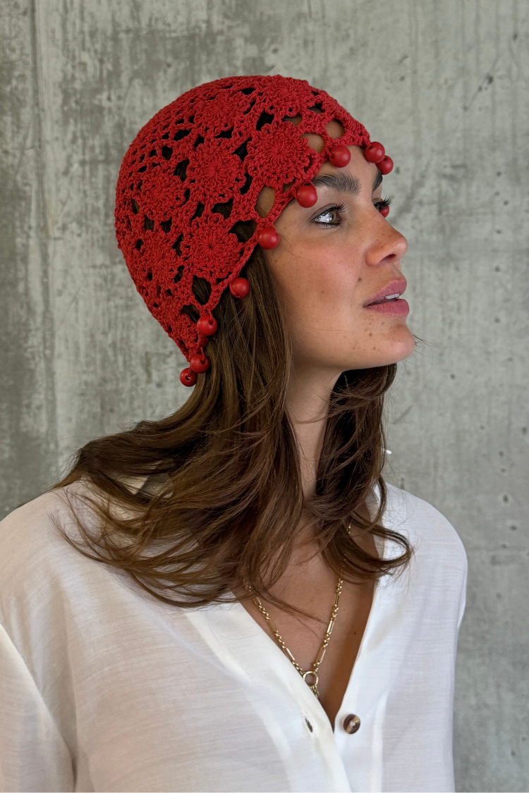 Red Crochet Beanie
