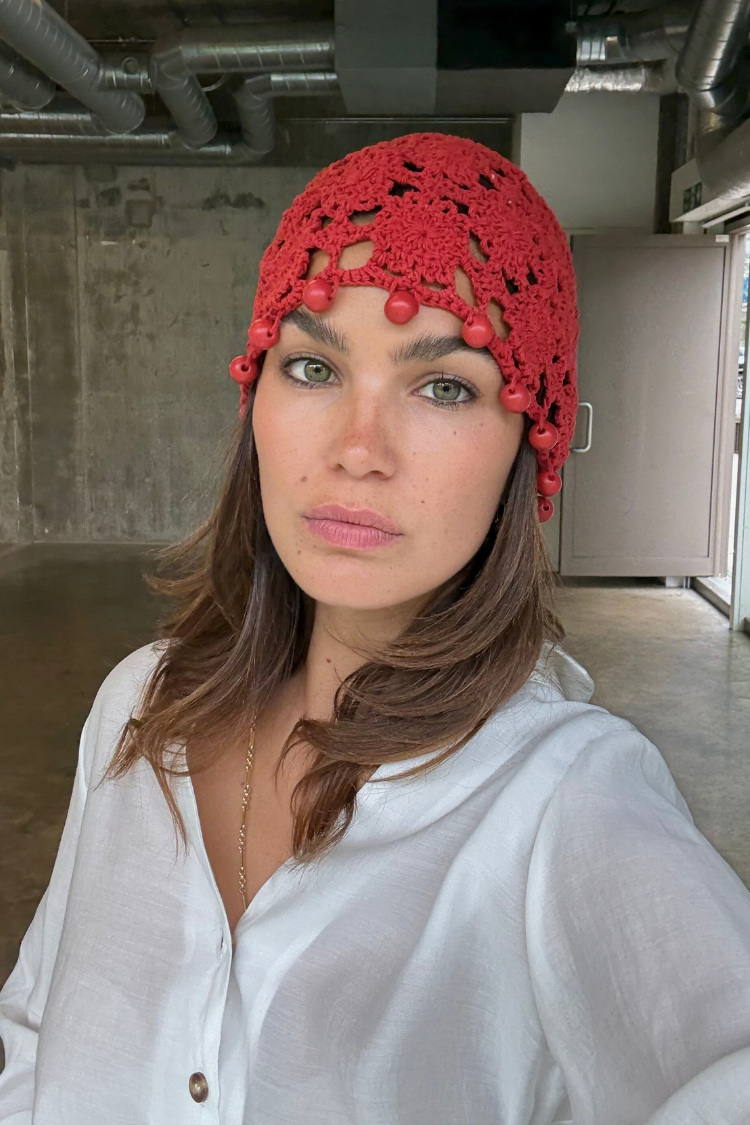 Red Crochet Beanie