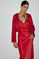 Thumbnail for caption_Model wears Red Gem Bolero  in UK size 8/ US 4