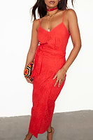 Thumbnail for caption_Model wears Red Broderie Cami Top in UK size 10/ US 6