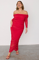 Thumbnail for caption_Model wears Red Diaz Dress in UK size 18/ US 14