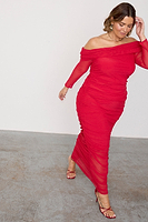 Thumbnail for caption_Model wears Red Diaz Dress in UK size 18/ US 14