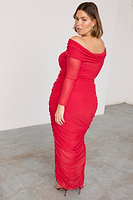 Thumbnail for caption_Model wears Red Diaz Dress in UK size 18/ US 14