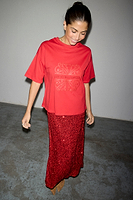 Thumbnail for caption_Model wears Red Sequin Dorris Skirt in UK size 8/ US 4