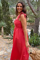 Thumbnail for caption_Model wears Red Elspeth Dress in UK size 16/ US 12