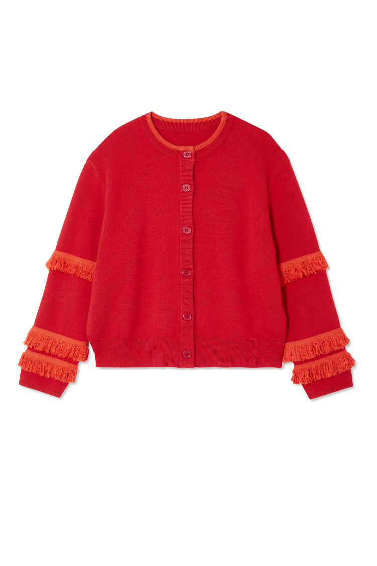 Red Fringe Holly Cardigan