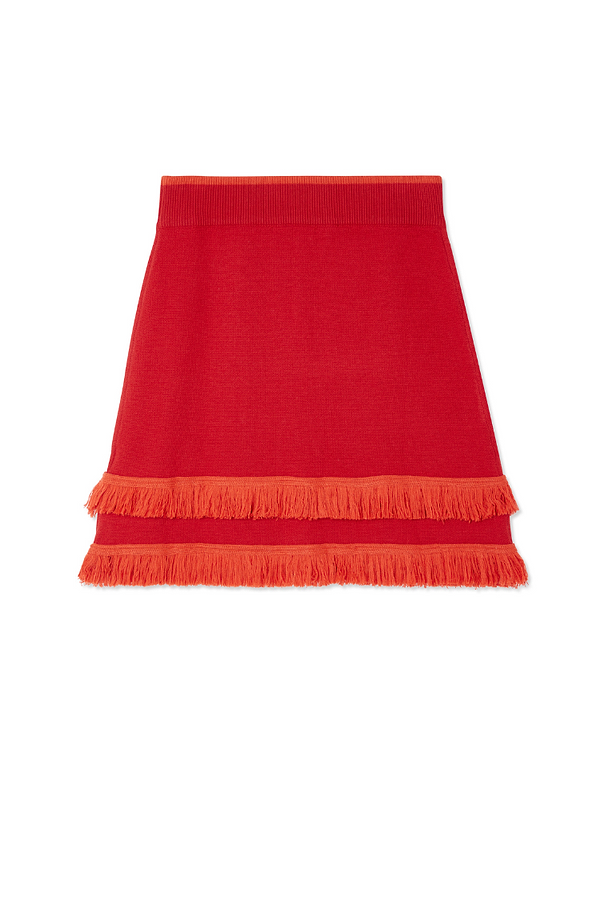Leather fringe skirt red cheap
