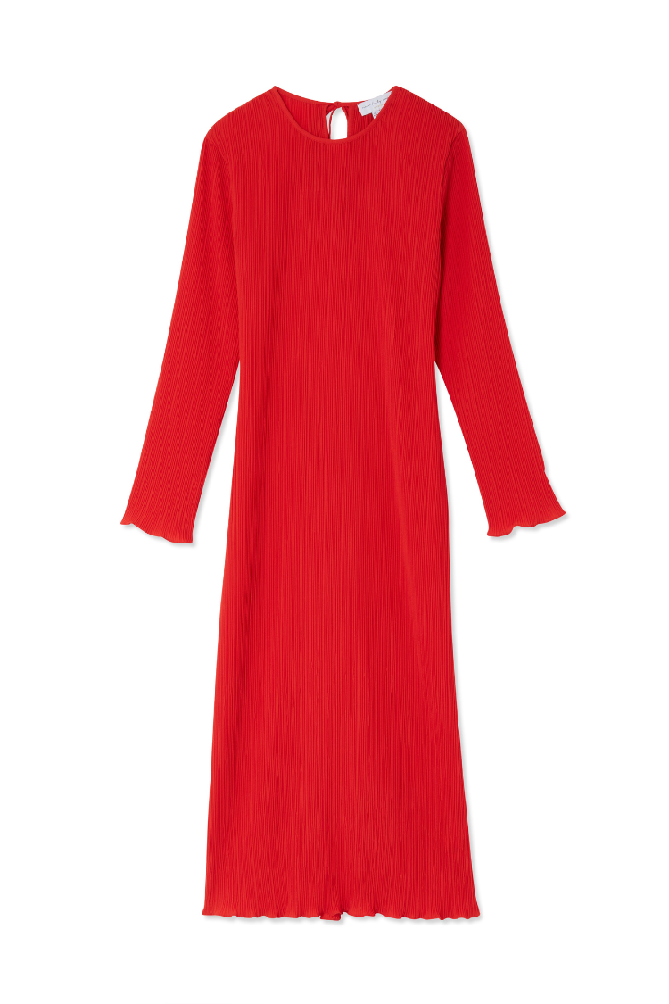 Red Gaia Plisse Dress