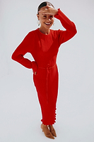 Thumbnail for caption_Model wears Red Gaia Plisse Dress in UK size 8/ US 4