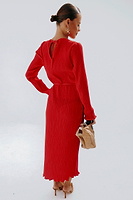 Thumbnail for caption_Model wears Red Gaia Plisse Dress in UK size 8/ US 4