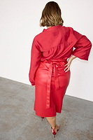Thumbnail for Deep Red Vegan Leather Jaspre Skirt Petite