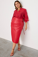 Thumbnail for Deep Red Vegan Leather Jaspre Skirt Petite