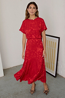 Thumbnail for caption_Model wears  Red Kissed by NFD Erin Dress in UK size 8/ US 4