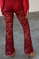 Thumbnail for caption_Model wears  Burgundy Lace Diva Trousers in UK size 8/ US 4