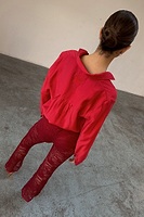 Thumbnail for caption_Model wears  Burgundy Lace Diva Trousers in UK size 8/ US 4