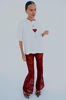 Thumbnail for caption_Model wears Red Lace Trousers in UK size 6/ US 2