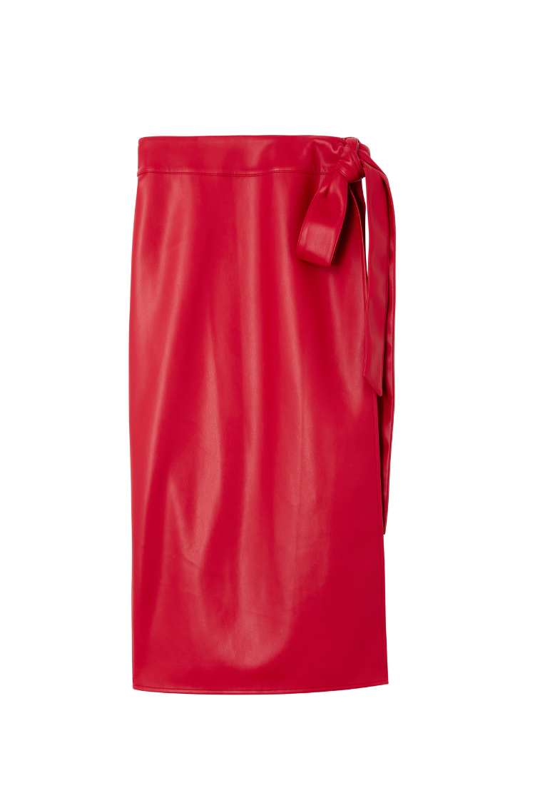 Deep Red Vegan Leather Jaspre Skirt