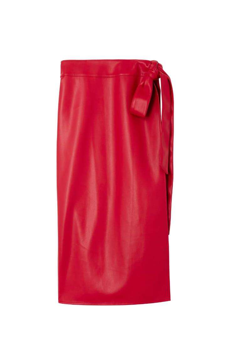 Deep Red Vegan Leather Jaspre Skirt Petite