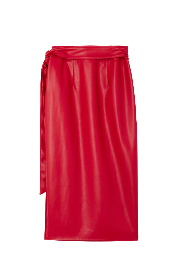 Deep Red Vegan Leather Jaspre Skirt