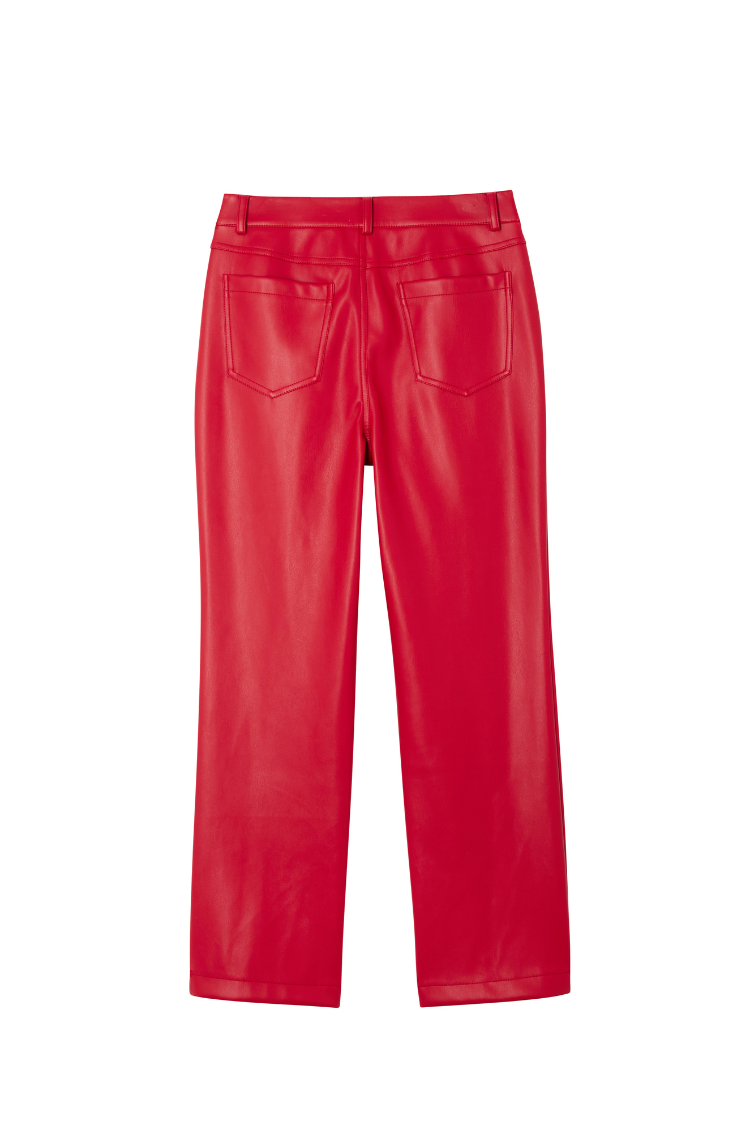 Deep Red Vegan Leather Trousers