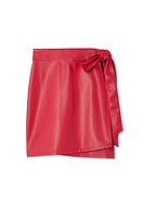 Thumbnail for Deep Red Vegan Leather Mini Jaspre Skirt