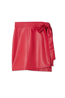 Thumbnail for Deep Red Vegan Leather Mini Jaspre Skirt Petite
