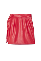 Thumbnail for Deep Red Vegan Leather Mini Jaspre Skirt