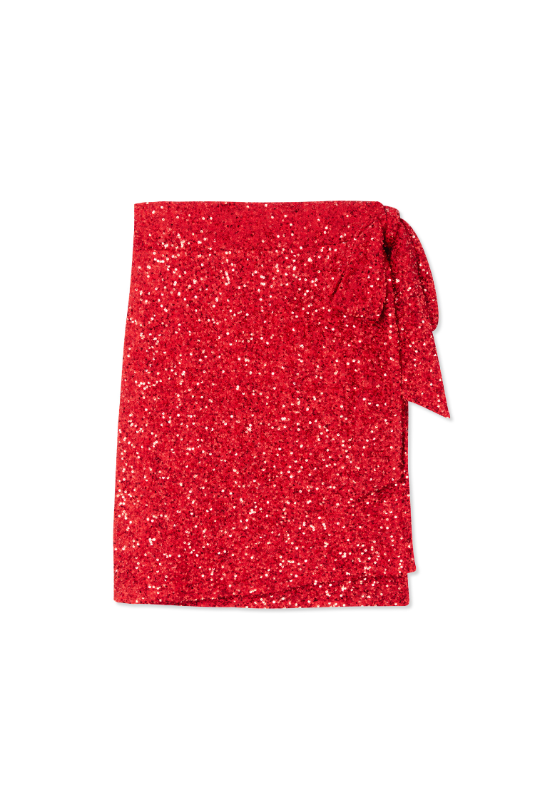 Red Sequin Mini Jaspre Skirt