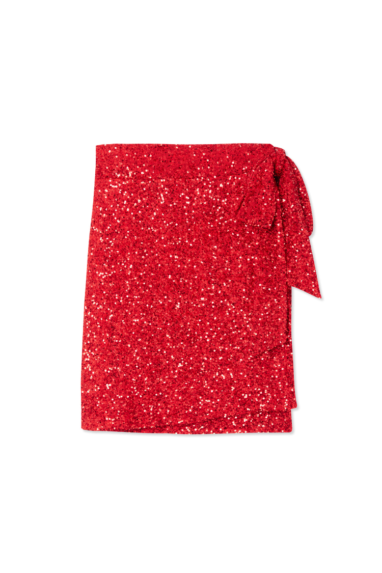 Red Sequin Mini Jaspre Skirt Petite