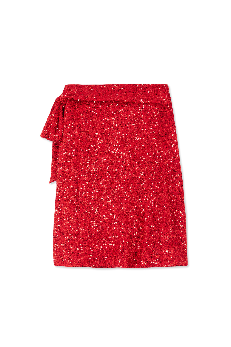 Red Sequin Mini Jaspre Skirt