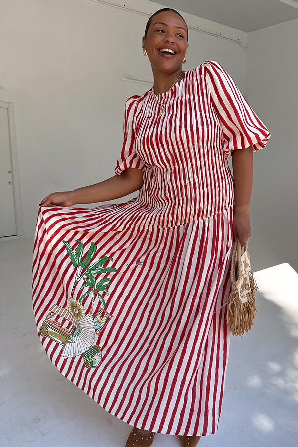 Red Stripe Nara Dress