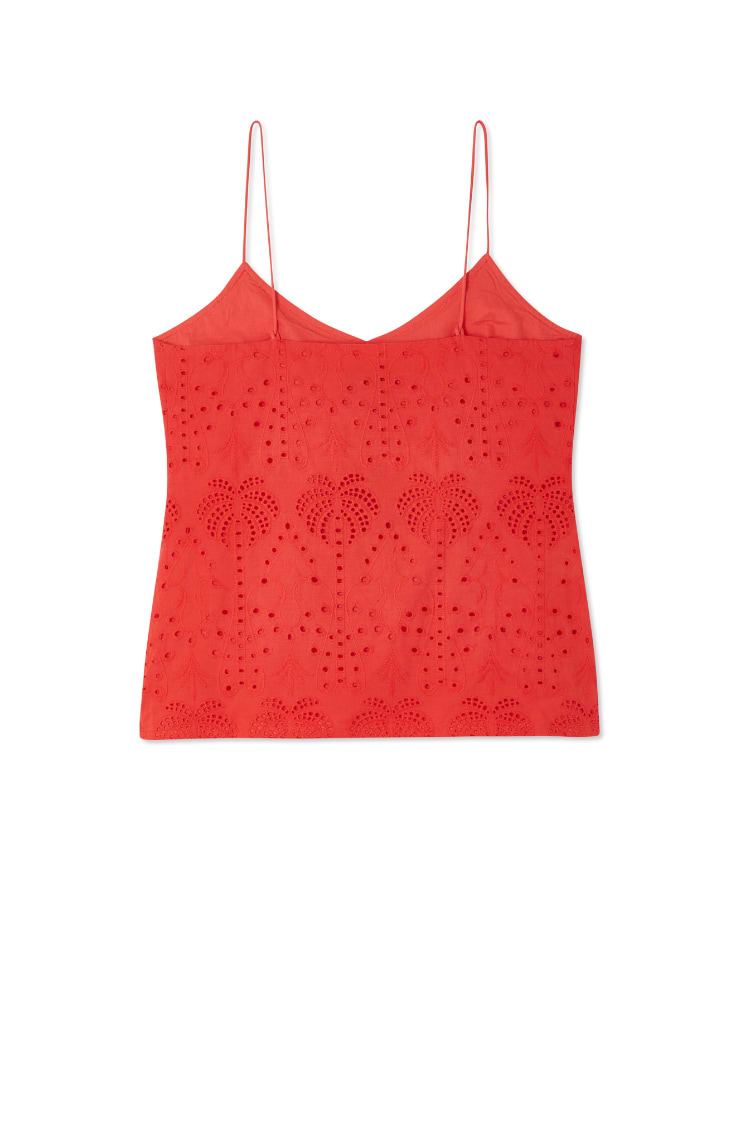 Red Broderie Cami Top