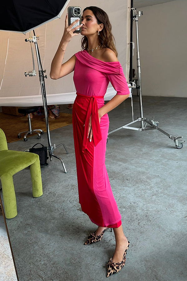 Pink and Red Ella Wrap Dress