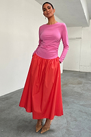 Thumbnail for caption_Model wears Red and Pink Long Sleeve Lola Dress in UK size 10/ US 6