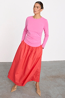 Thumbnail for caption_Model wears Red and Pink Long Sleeve Lola Dress in UK size 10/ US 6