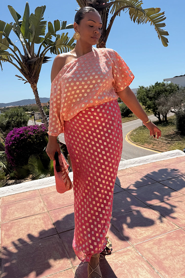 Pink and Red Jacquard Tilly Dress