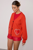 Thumbnail for caption_Model wears Red Heart Cardigan  in size M