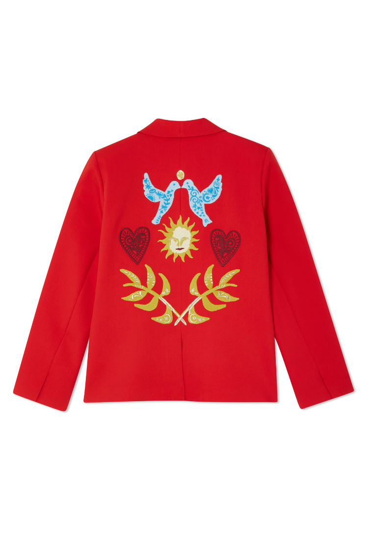 Red Sundazed Romance Blazer