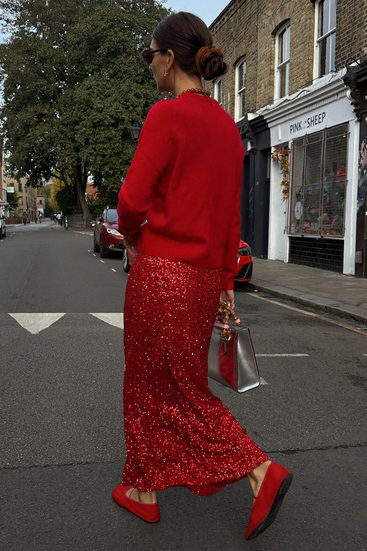 Red Sequin Dorris Skirt