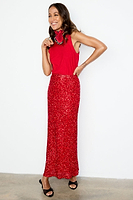 Thumbnail for caption_Model wears Red Sequin Dorris Skirt in UK size 6/ US 2