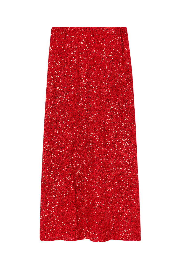 Red Sequin Dorris Skirt