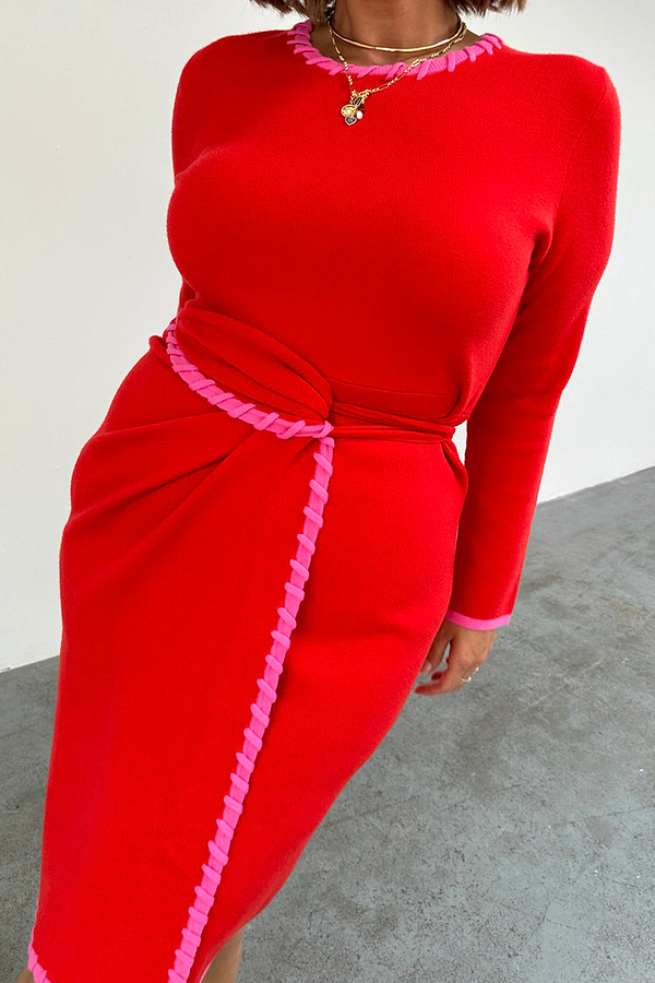 Red and Pink Sydney Wrap Dress
