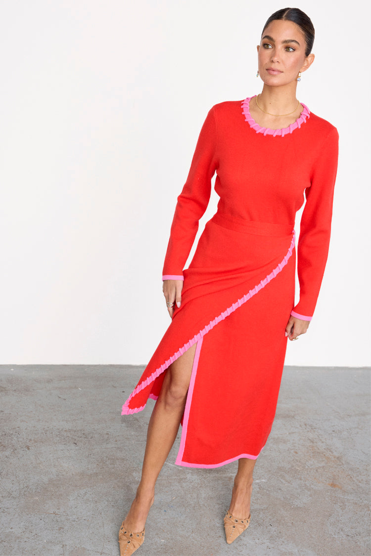 Red and Pink Sydney Wrap Dress