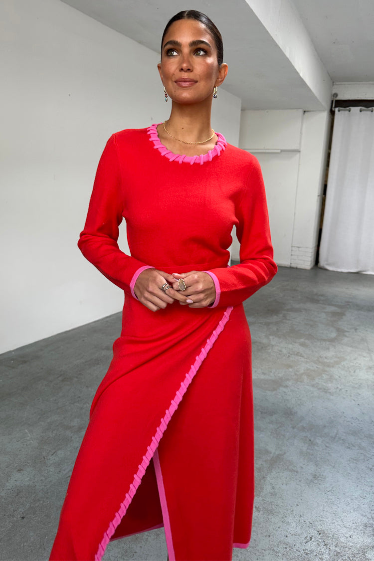 Red and Pink Sydney Wrap Dress