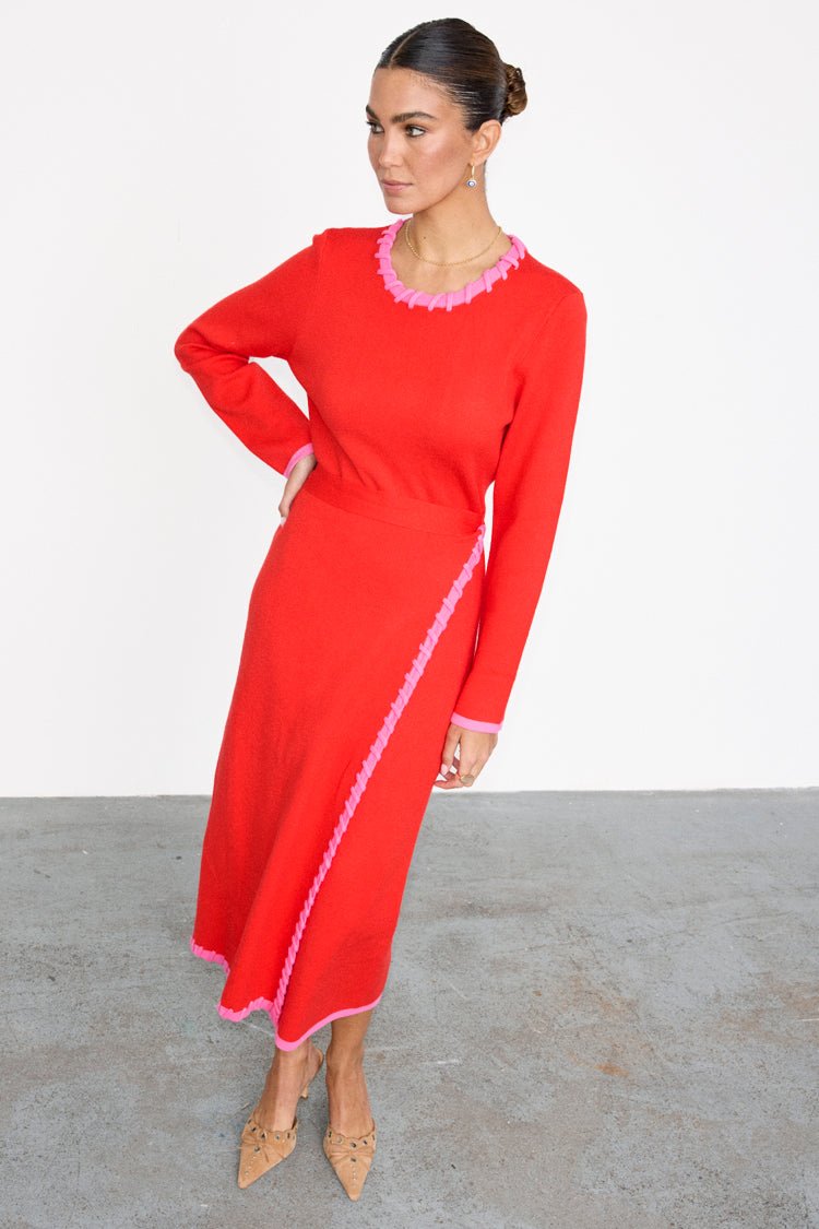 Red and Pink Sydney Wrap Dress