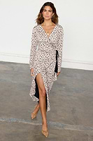 Thumbnail for caption_Model wears Animal Reversible Wrap Dress in UK size 10/ US 6