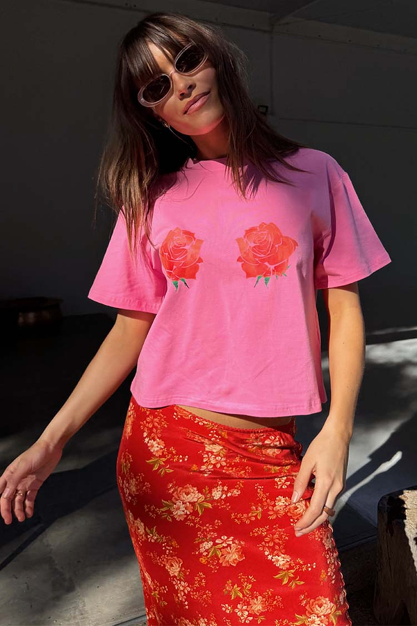 Pink Rose Boob T-Shirt