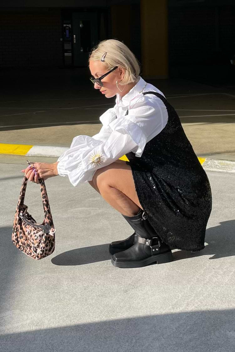 Black Sequin Mini Ruby Dress