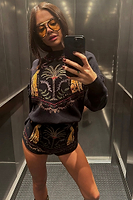 Thumbnail for caption_Model wears Black Running Wilder Copenhagen Jumper in UK size 8/ US 4