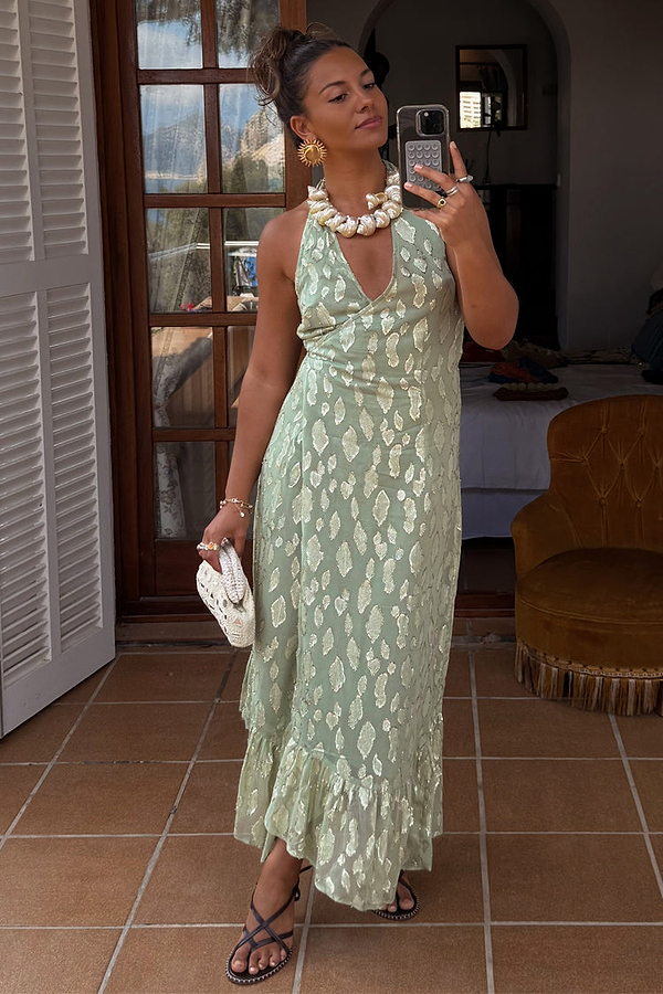Sage Freya Jacquard Maxi Dress Petite